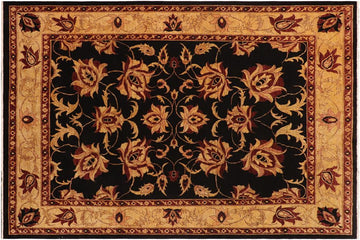 handmade Traditional Kafkaz Chobi Ziegler Black Gold Hand Knotted RECTANGLE 100% WOOL area rug 9 x 12